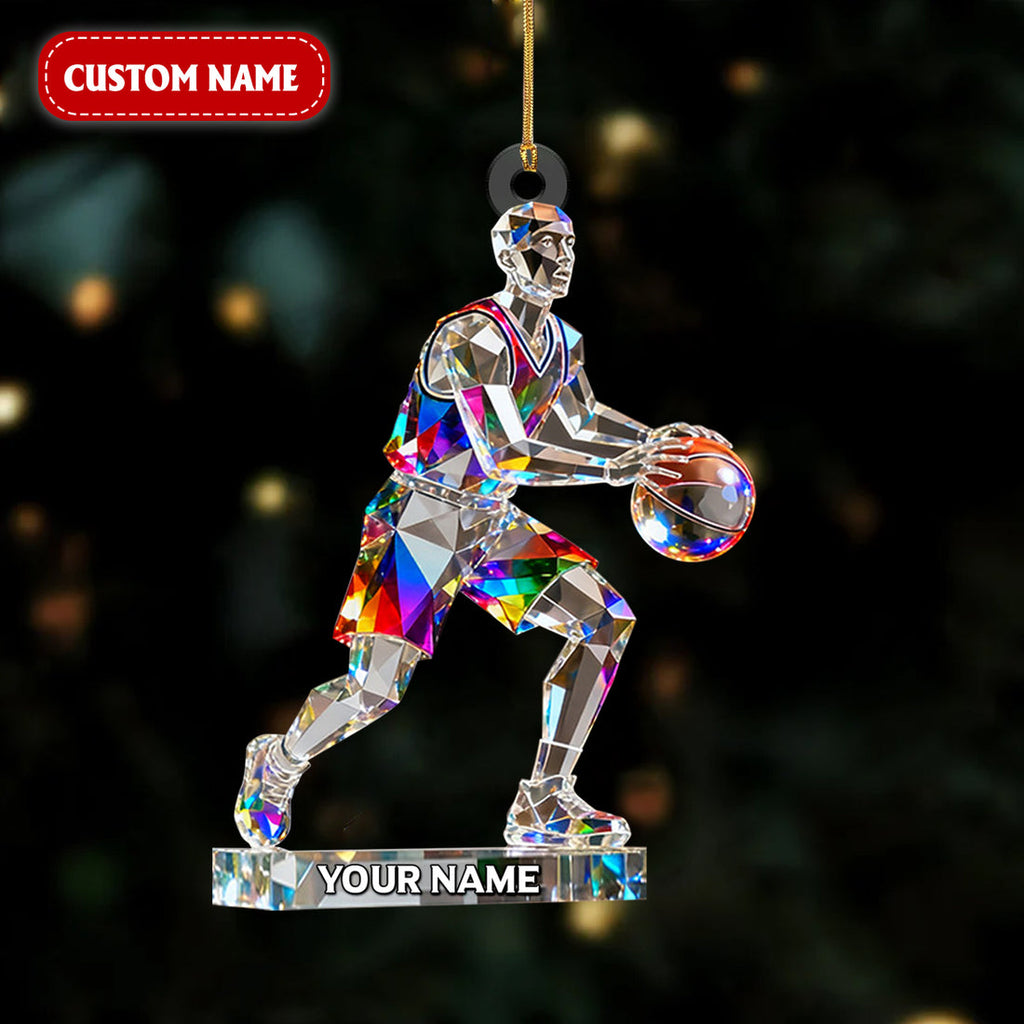Basketball Player Crystal Effect Acrylic Ornament, Gift For Basketball Player, Sport Christmas Ornament