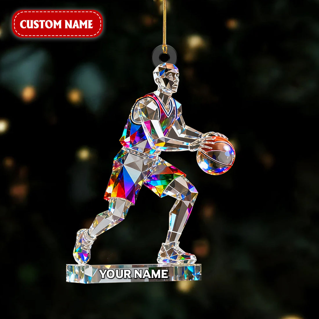 Basketball Player Crystal Effect Acrylic Ornament, Gift For Basketball Player, Sport Christmas Ornament