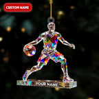 Basketball Player Crystal Effect Acrylic Ornament, Gift For Basketball Player, Sport Christmas Ornament