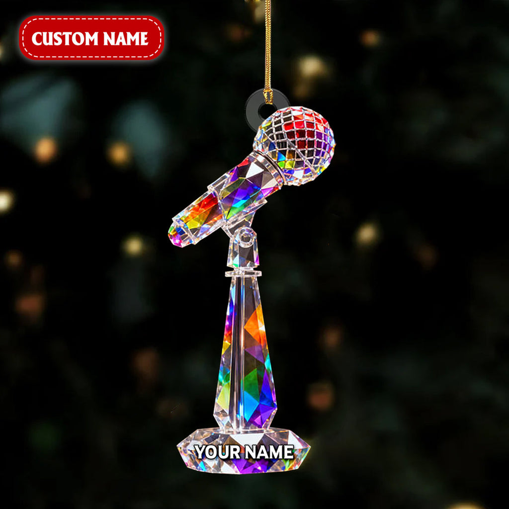 Custom Microphone Acrylic Ornament Crystal Light Effect, Career Ornament, Christmas Acrylic Ornament