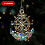 Ocean Voyage Nautical Anchor Crystal Effect Acrylic Ornament, Sailing Presents, Sailor Theme Xmas Decor