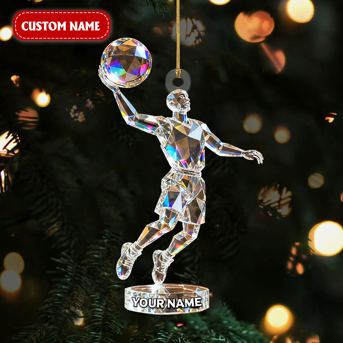 Basketball Player Crystal Effect Acrylic Ornament, Gift For Basketball Player, Sport Christmas Ornament