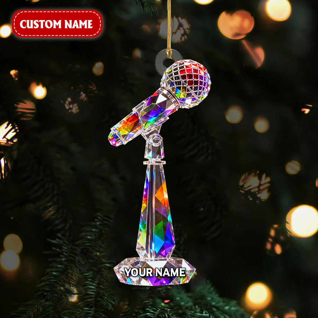 Custom Microphone Acrylic Ornament Crystal Light Effect, Career Ornament, Christmas Acrylic Ornament
