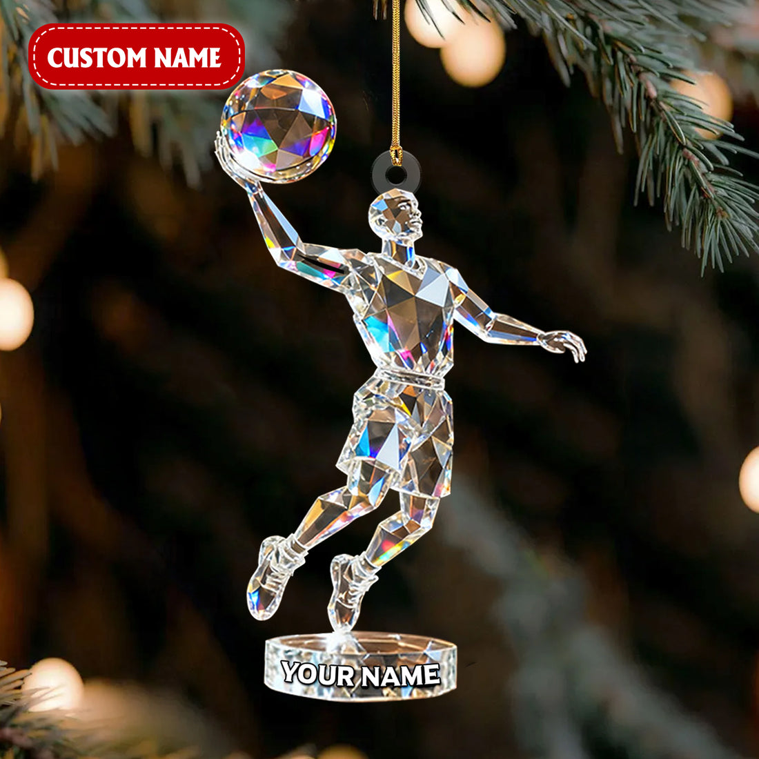 Basketball Player Crystal Effect Acrylic Ornament, Gift For Basketball Player, Sport Christmas Ornament