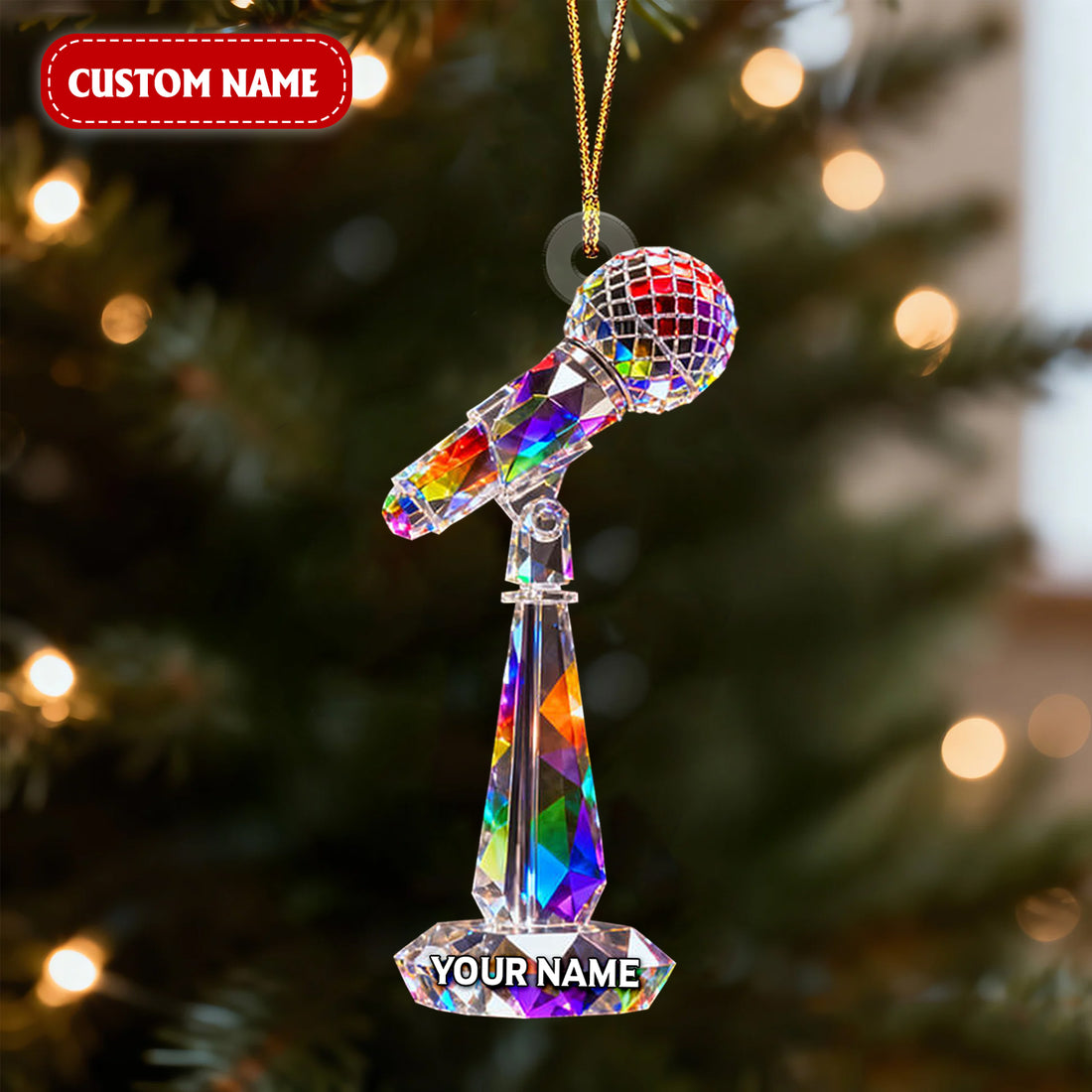 Custom Microphone Acrylic Ornament Crystal Light Effect, Career Ornament, Christmas Acrylic Ornament