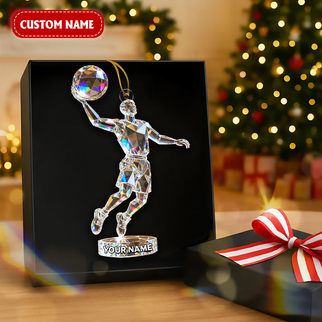 Basketball Player Crystal Effect Acrylic Ornament, Gift For Basketball Player, Sport Christmas Ornament