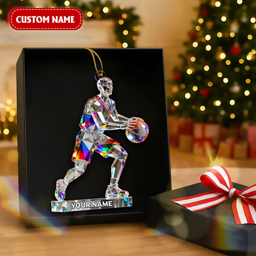 Basketball Player Crystal Effect Acrylic Ornament, Gift For Basketball Player, Sport Christmas Ornament