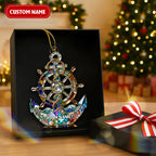 Ocean Voyage Nautical Anchor Crystal Effect Acrylic Ornament, Sailing Presents, Sailor Theme Xmas Decor