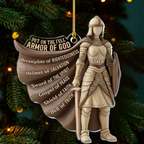 Put On The Full Armor Of God Custom Name Acrylic Ornament, Christian Christmas Ornaments