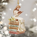 God Says I Am White Lily Flowers Custom Name Acrylic Ornament, Christian Christmas Ornaments