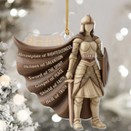 Put On The Full Armor Of God Custom Name Acrylic Ornament, Christian Christmas Ornaments