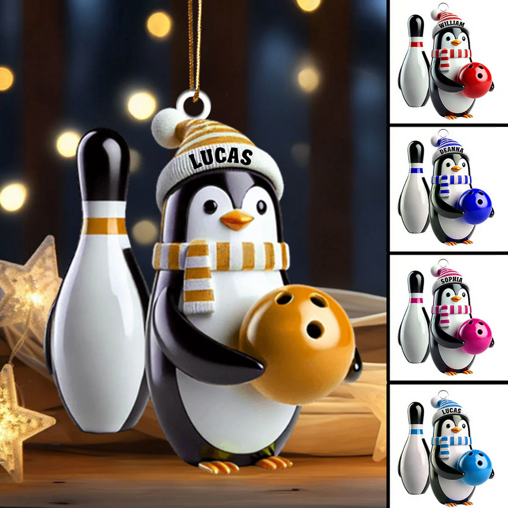 Personalized Name Bowling Ornament, Gift Bowling Lover, Custom Christmas Ornament