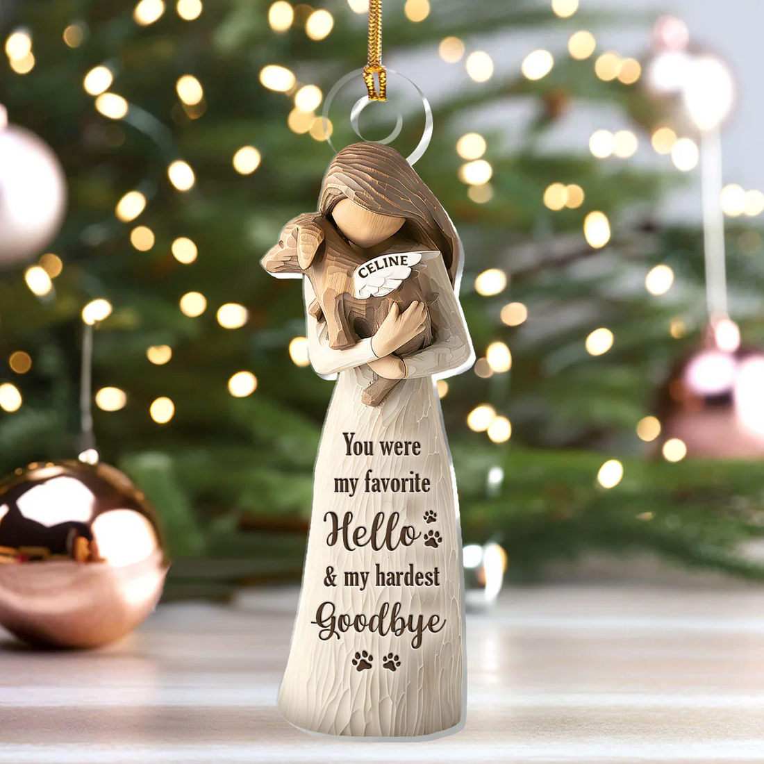 You Were My Favorite Hello & My Hardest Goodbye Ornament, Sympathy Gifts For Dog Owners, Memorial Gifts
