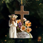 She Who Kneels Before God Can Stand Before Anyone Custom Name Acrylic Ornament, Christian Christmas Ornaments