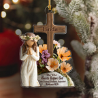 She Who Kneels Before God Can Stand Before Anyone Custom Name Acrylic Ornament, Christian Christmas Ornaments