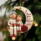 I Love You To The Moon And Back Custom Name Grandma Ornament, Christmas Acrylic Ornament