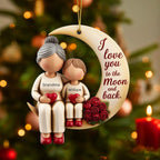 I Love You To The Moon And Back Custom Name Grandma Ornament, Christmas Acrylic Ornament